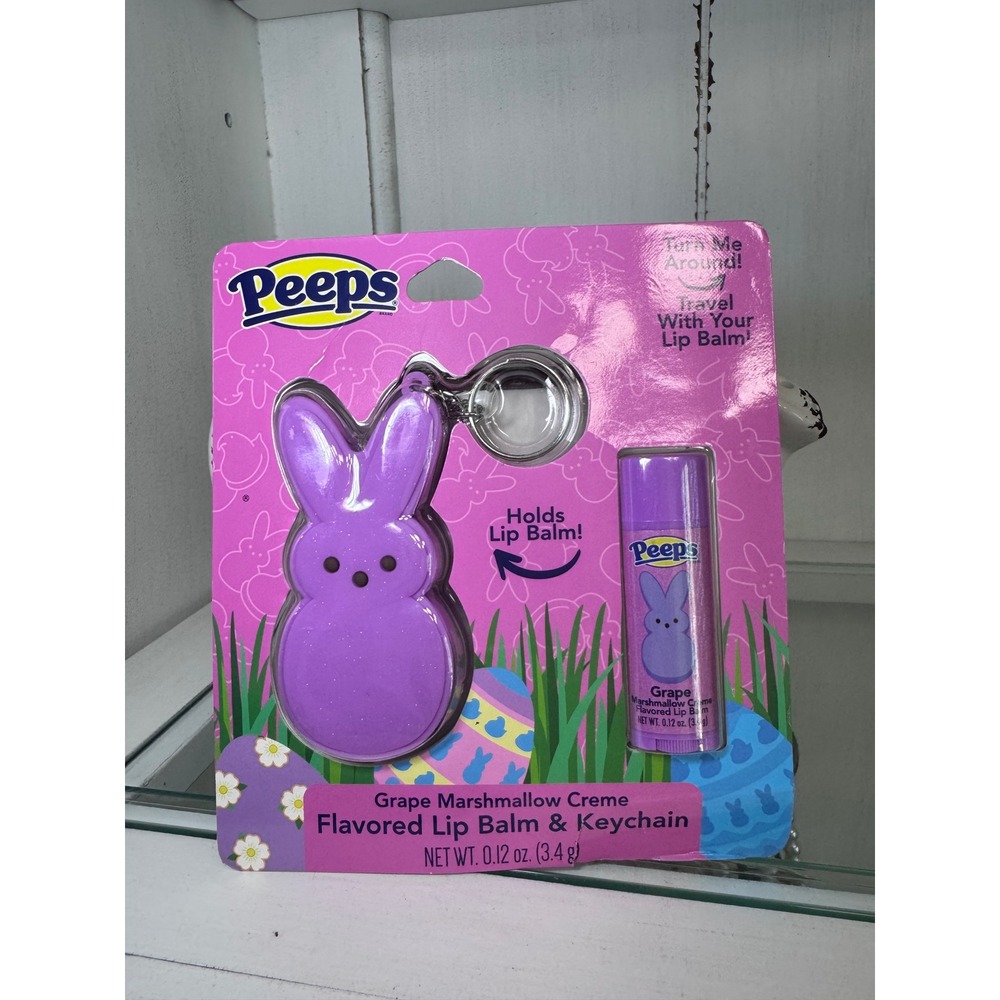 Peeps Grape Marshmallow Creme Flavored Lip Balm and Purple Bunny Keychain Set